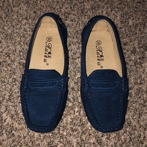 Boys navy suede loafers